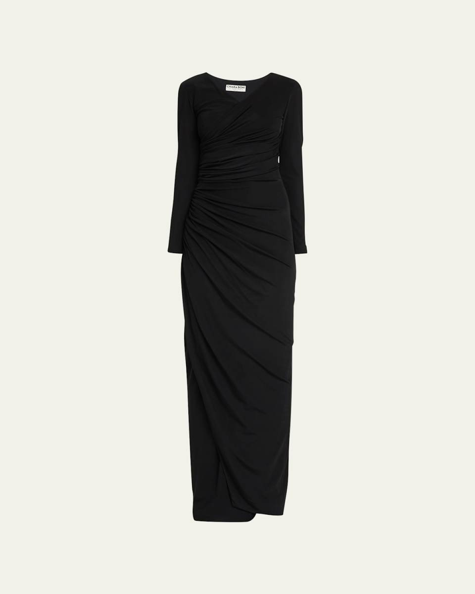 Bello Ruched Jersey Column Gown